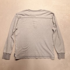 Woolrich Mens Lightweight Stretch Cotton Henley Thermal L Gray Waffle Knit LS