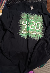 NEW Marijuana Gildan Ultra Cotton It’s 420 Somewhere Long Sleeve Shirt LARGE