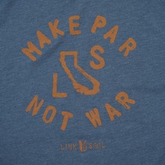 Linksoul Make Par Not War Golf T Shirt Mens Small Dark Teal Blue Cotton Blend
