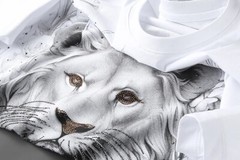 New Fashion Lion Rhinestone Summer Short Sleeve Luxury Men Cotton Trend T-Shirt