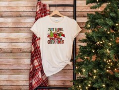 Just A Girl Who Loves Christmas, Candy Stick Santa Claus, Christmas Shirt, Gift