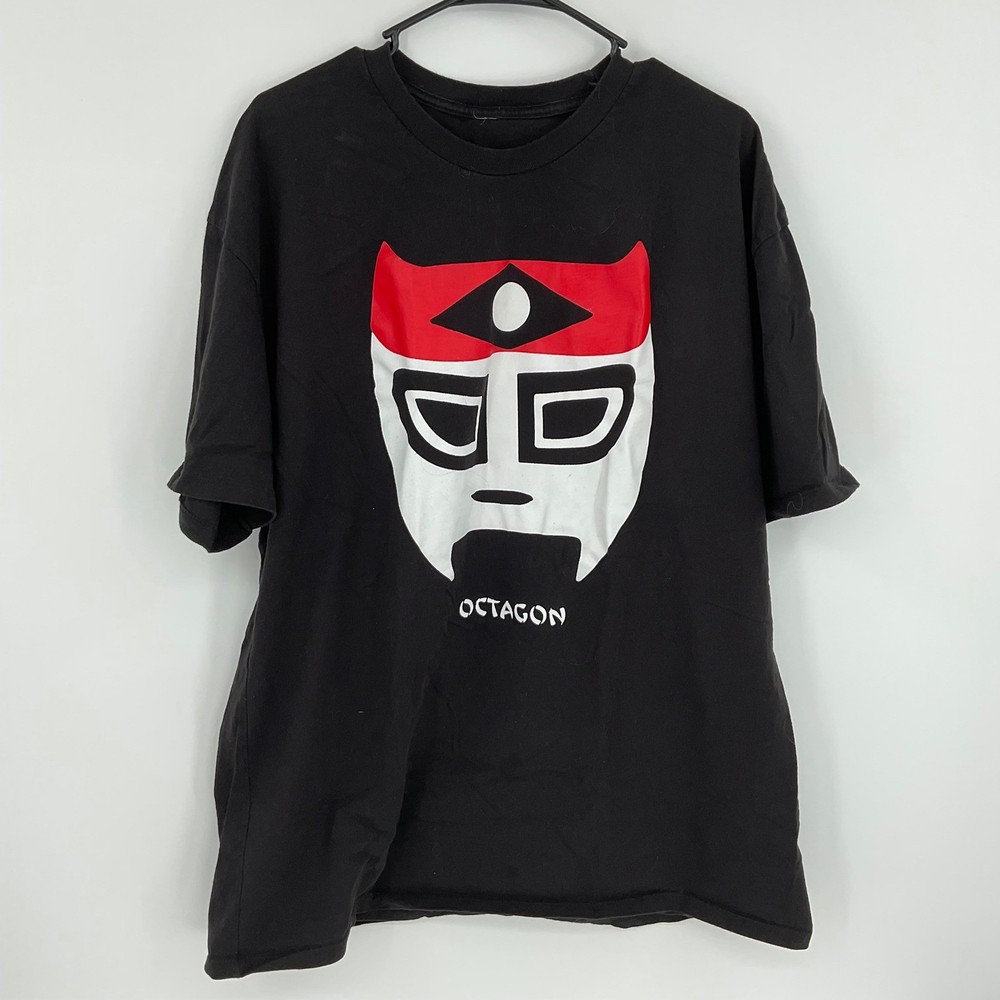 Octagon Wrestler Mask Graphic Black T Shirt Men Large