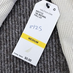 Nautica Shirt Mens Medium White Thermal Mock Neck Henley Long Sleeve Nautical