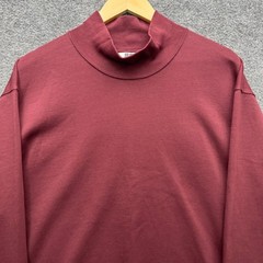 Uniqlo U Mock Neck Long Sleeve Shirt Mens L Burgundy Heavyweight Casual Tee