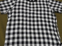 LILBETTER Men’s T-Shirt Black White XL Gingham Plaid Curved Hem Side Zip NWOT