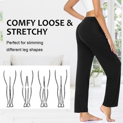 Womens Yoga Sweatpants Pockets Comfy Stretch Wide Leg Casual Lounge Workout