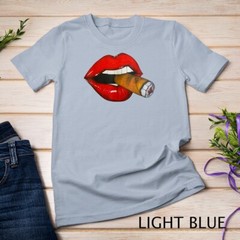 Sexy Women Smoke Cuban Cigar Lit Red Lips Smoking Cigar T-Shirt Unisex T-shirt