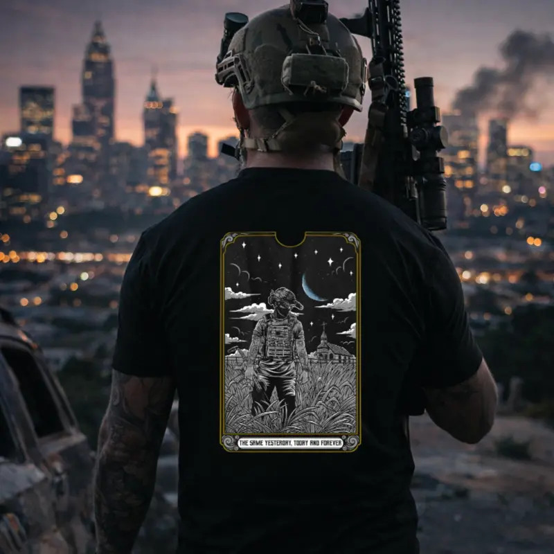 Steadfast Warrior Graphic Tactical Veteran Patriot Apparel, Vintage Military Sty