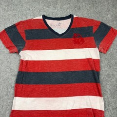 Y2K Ditch Plains T Shirt Mens Medium Red White Blue Striped V-Neck Grunge Skate