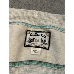 Diesel Co Mens V-Neck Waffle Knit Thermal Long Sleeve Shirt Gray Cotton L