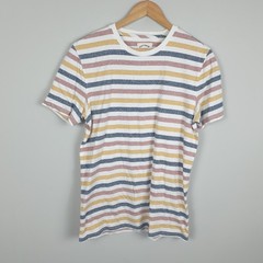 FatFace T Shirt Mens Medium Multicoloured Stripe Print Soft Feel Relaxed Coastal