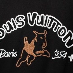 Louis Vuitton Paris 1854 Embroidered Front Logo Crewneck T-shirt Black Size M