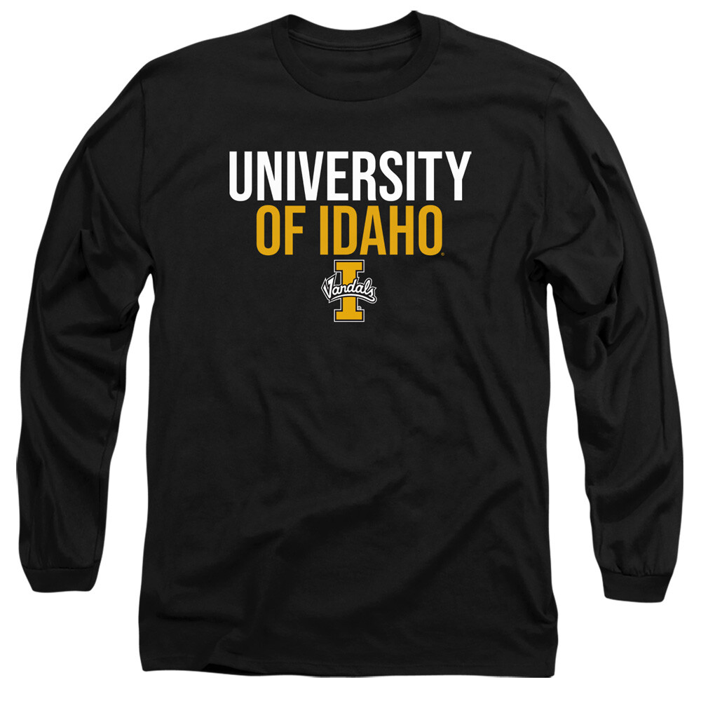 University of Idaho Adult Long Sleeve T-Shirt Vandals Stacked, Black, S-3XL