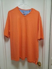 Tommy Bahama Mens XL Orange Pima Cotton V Neck Short Sleeve T Shirt Tee