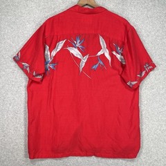 Vintage Paradise Found Shirt XL Red Floral Lightweight Beach Rayon USA Hawaiian
