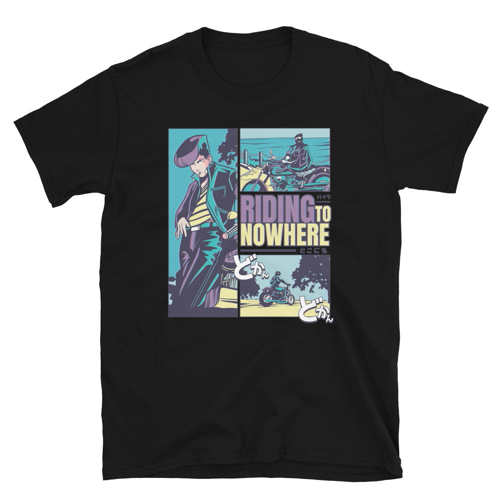 Romantic Anime Romance Motorcycle Rider Comic Book Style T-Shirt