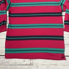 Vintage Class 955 Pink Green Striped Long Sleeve Blank Shirt Adult M Mock Neck