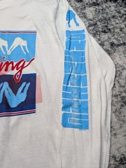 Vintage Screen Stars 1984 Swimming Graphic White Long Sleeve Shirt Size Small