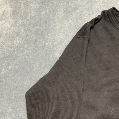 Uniqlo Shirt Mens XL Black Cotton Waffle-Knit Long Sleeve Henley Neck Casual
