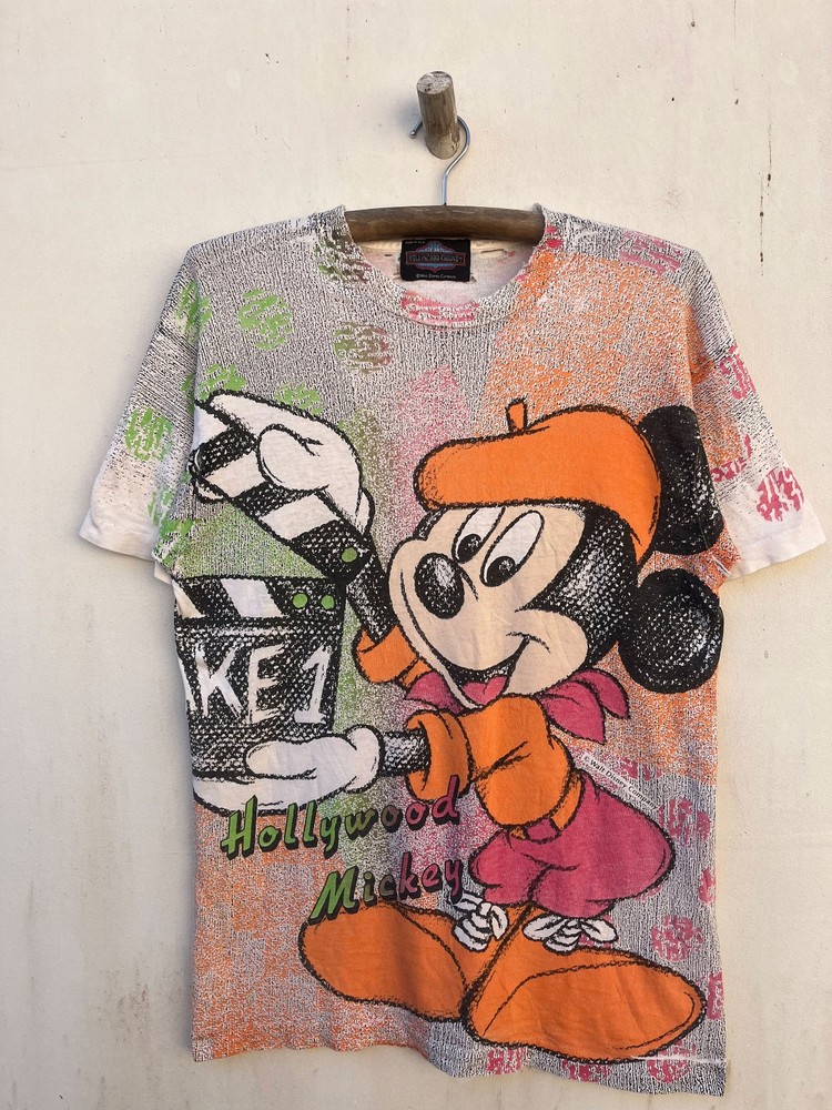 Vintage Walt Disney Mickey All Over Full Print 90s Single Stitching
