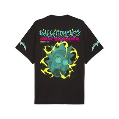 PUMA Hoops X Rick And Morty Crew Neck Short Sleeve T-Shirt Mens Black Casual To