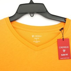 Cremieux Men’s Short-Sleeve Shirt L SLIM FIT Orange V-Neck Crew NWT