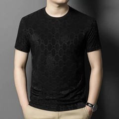 New Fashion Trend Ice Silk Breathable Summer Short Sleeve Luxury Men T-Shirt