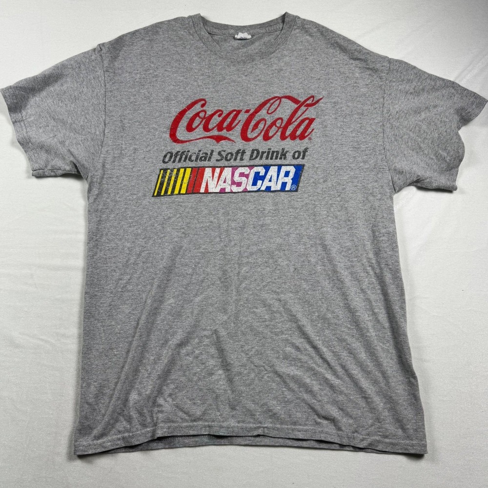 Coca-Cola NASCAR Graphic T-Shirt Mens Medium Gray Delta Pro Weight Racing Tee