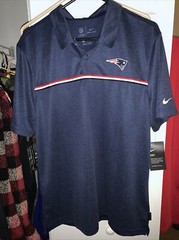 $75 Nike NFL On Field Apparel New England Patriots Polo Blue Mens L LARGE NEW