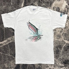 Vintage Fish Shirt Mens Large 90s Single Stitch Nature Fishing Animals USA Made
