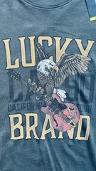 Lucky Brand Dark Gray Crew Neck Cotton Graphic Men’s T-Shirt Size Medium