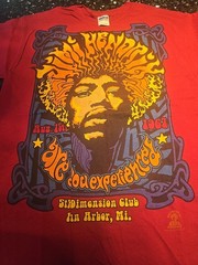 ​Jimi Hendrix T-Shirt Mens Medium Red 5th Dimension Club Ann Arbor 1967 Graphic