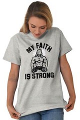 Faith Strong Reps For Jesus Cool Gym Workout Womens or Mens Crewneck T Shirt Tee