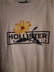 Hollister Men’s M White Cotton Knit Crew Neck Double-Sided Flower Graphic Tee