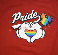 Disney Mickey & Friends Mens Mickey Hands Rainbow Heart Pride Shirt New S-3XL