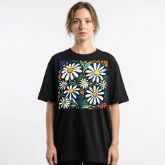 Retro Floral Daisy T-Shirt Colorful Botanical Wildflower Nature Spring Tee