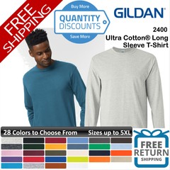 🔥 Gildan Men Ultra All Cotton & Blends Long Sleeve T-shirt Up To 5XL 2400