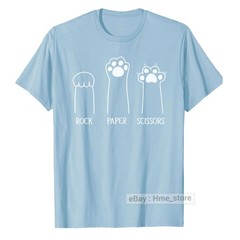Funny Cat Lovers T-shirt Rock Paper Scissors Hand Game Cute Paw Kittens Fur Tee