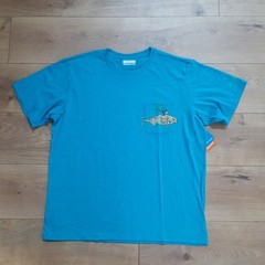Columbia PFG T-Shirt Men’s Large Blue Wild Cast Pocket Short Sleeve New