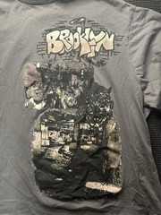 Y2K Brooklyn Graphic T Shirt Mens 3XL Gray Oversized Streetwear Graffiti
