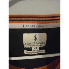 Scott James Mens XL Burnt Orange Long Sleeve T-Shirt Striped Crew Neck Cotton