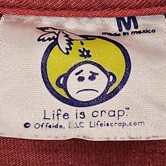 Life is Crap T-Shirt Dog Run Over by Car Twisted Humor Men’s Size M Orange VGUC