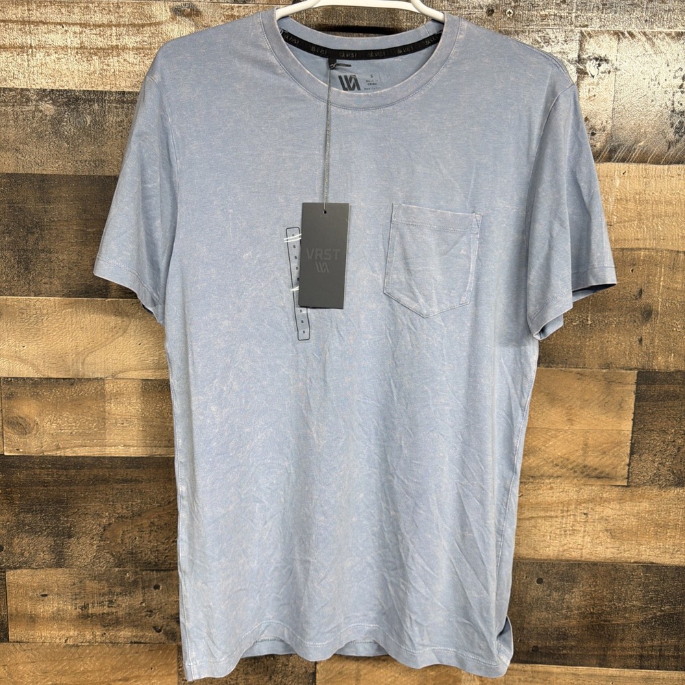 VRST Men’s Size Small Essential Pocket Tee Muted Denim NWT SKU 001