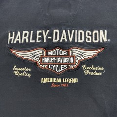Vintage Harley Davidson Henley Shirt Mens XL 3 Button Wings Back Hit *See Pics
