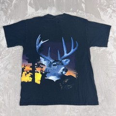 Vintage TNT Wild Side Buck Shirt Adult Large Black AOP Deer Hunting 90s Nature