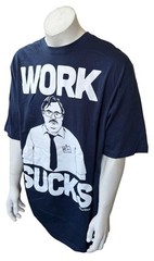 Ripple Junction Men’s Office Space Milton Work Sucks Graphic Navy Shirt Size 2XL