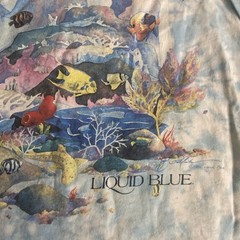 Vintage Liquid Blue Coral Reef Aquatic Paradise Tie Dye T Shirt Single Stitch L