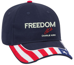 Freedom Charlie Kirk Signature Embroidered OFM Hat with US Flag Design