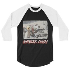 Ski Whistler Canada SAAB Toppola Bichon Frise Skier 3/4 sleeve raglan shirt