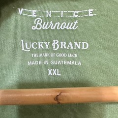 Lucky Brand Venice Burnout Henley Shirt Green Short Sleeve Mens XXL Casual
